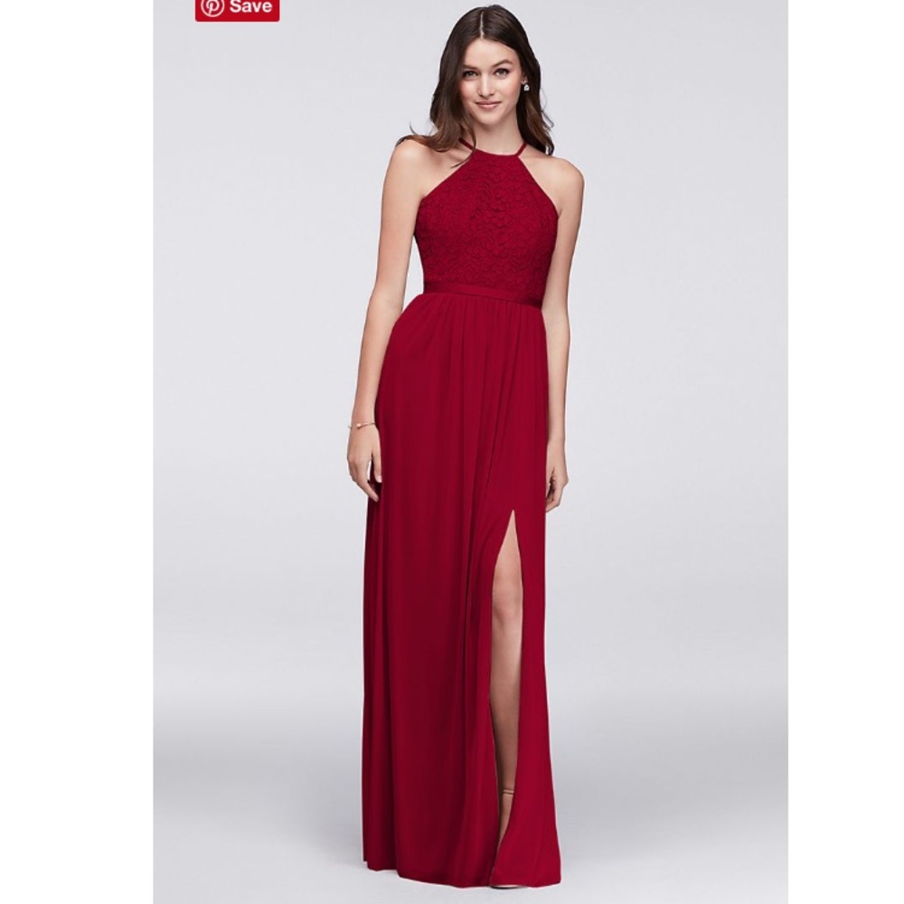 Open Back Lace and Mesh Bridesmaid Dress